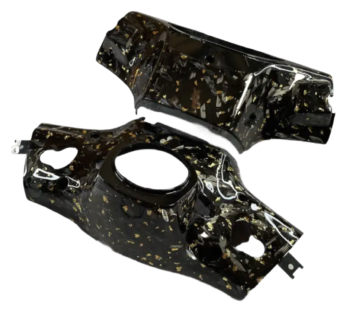 Vespa Sprint & Primavera Stuurkappen Custom Flakes Forged Carbon